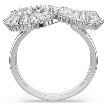 Hyperbola cocktail ring, Infinity, White, Rhodium plated | Swarovski