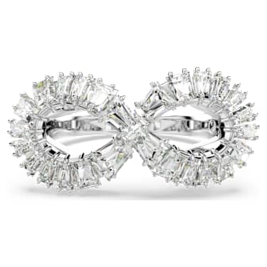 Anillo de cóctel Hyperbola, Símbolo del infinito, Blanco, Baño de rodio - Swarovski, 5679698