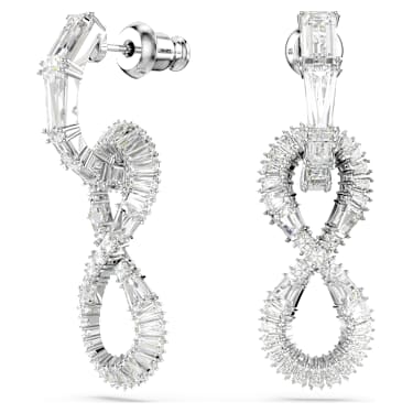 Pendants d'oreilles Hyperbola, Infini, Blanches, Métal rhodié - Swarovski, 5679793
