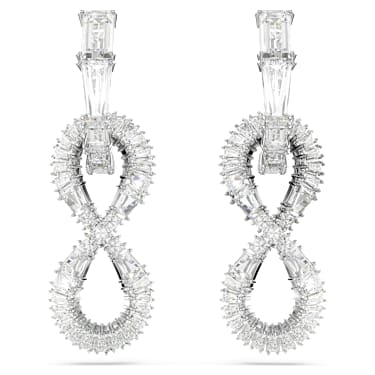 Pendants d'oreilles Hyperbola, Infini, Blanches, Métal rhodié - Swarovski, 5679793