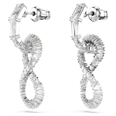 Hyperbola 水滴形耳環, Infinity, 白色, 鍍白金色 - Swarovski, 5679793