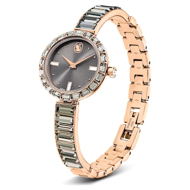 Matrix Bangle watch Swiss Made Crystal bracelet Grey Rose gold tone finish
