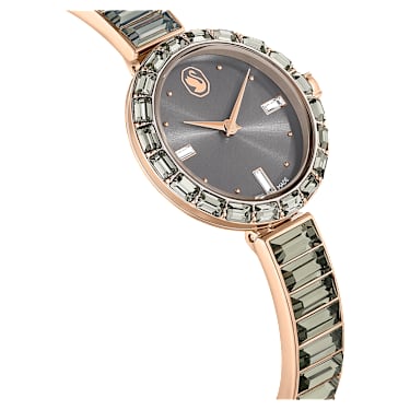 Orologio Matrix Bangle, Fabbricato in Svizzera, Bracciale in cristallo, Grigio, Finitura in tono oro rosa - Swarovski, 5679887