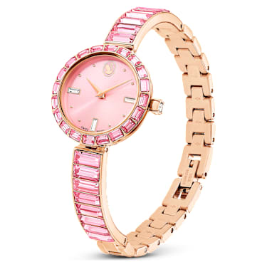 Ρολόι Matrix Bangle, Eλβετικής κατασκευής, Κρυστάλλινο μπρασελέ, Ροζ, Φινίρισμα σε χρυσό σαμπανί τόνο - Swarovski, 5679890