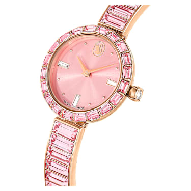 Matrix Bangle Uhr, Schweizer Produktion, Kristallarmband, Rosa, Roségoldfarbenes Finish - Swarovski, 5679890