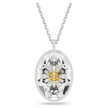 Idyllia pendant, Flower, Yellow, Rhodium plated - Swarovski, 5679917