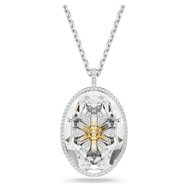 Idyllia pendant, Flower, Yellow, Rhodium plated - Swarovski, 5679917