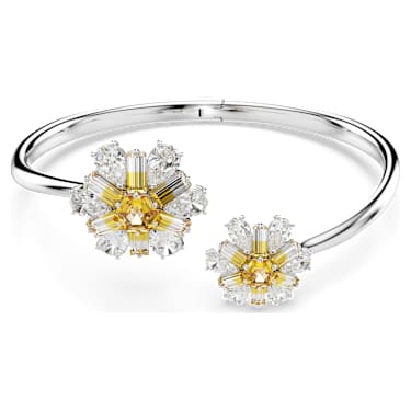 Idyllia 手鐲, 花朵, 黃色, 鍍白金色 - Swarovski, 5679936
