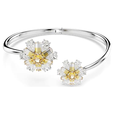 Idyllia 手鐲, 花朵, 黃色, 鍍白金色 - Swarovski, 5679936