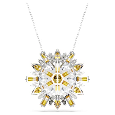 Pendentif et broche Idyllia, Tailles variées, Fleur, Long, Jaunes, Métal rhodié - Swarovski, 5679947