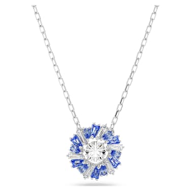 Idyllia Anhänger, Verschiedene Schliffe, Blume, Blau, Rhodiniert - Swarovski, 5680013