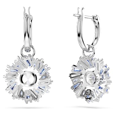 Idyllia 드롭 이어링, 믹스 컷, 꽃, 블루, 로듐 플래팅 - Swarovski, 5680016