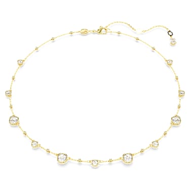 Imber Halskette, Rundschliff, Verstreutes Design, Weiß, Goldlegierungsschicht - Swarovski, 5680090