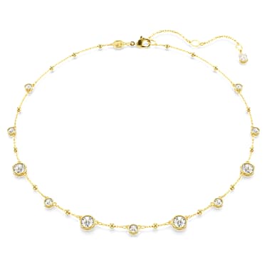 Imber 項鏈, 圓形切割，分散設計, 白色, 鍍金色色調 - Swarovski, 5680090