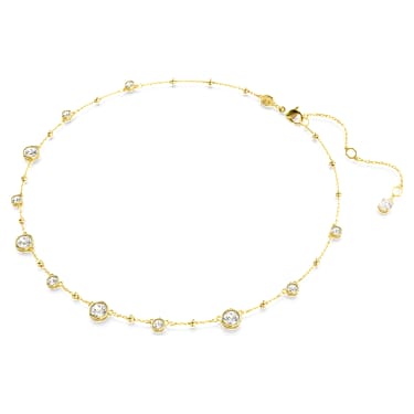 Imber Halskette, Rundschliff, Verstreutes Design, Weiß, Goldlegierungsschicht - Swarovski, 5680090