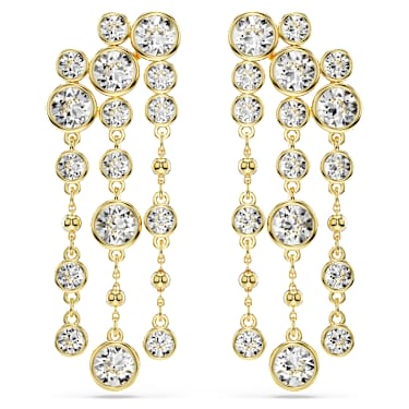Imber 드롭 이어링, 라운드 컷, 샹들리에, 화이트, 골드 톤 플래팅 - Swarovski, 5680093