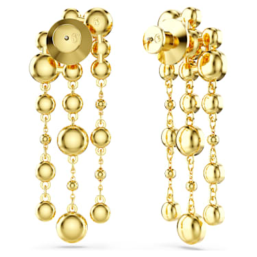 Imber drop earrings, Round cut, Chandelier, White, 18K gold finish - Swarovski, 5680093
