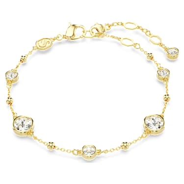 Imber 手鏈, 圓形切割，分散設計, 白色, 鍍金色色調 - Swarovski, 5680094
