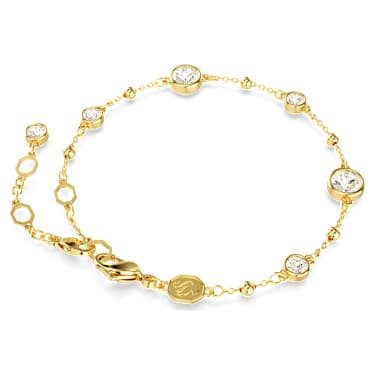 Imber 手鏈, 圓形切割，分散設計, 白色, 鍍金色色調 - Swarovski, 5680094