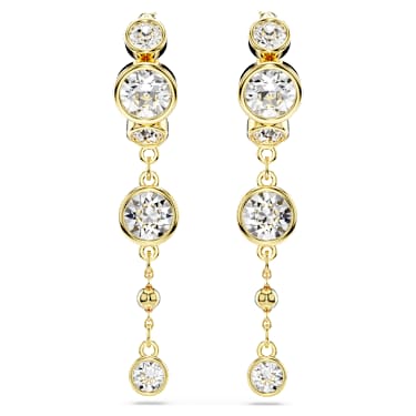 Imber 드롭 이어링, 라운드 컷, 화이트, 18K 골드 피니시 - Swarovski, 5680097