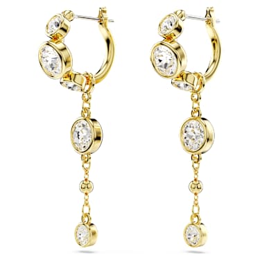 Imber ドロップピアス, ラウンドカット, ホワイト, 18Kゴールド