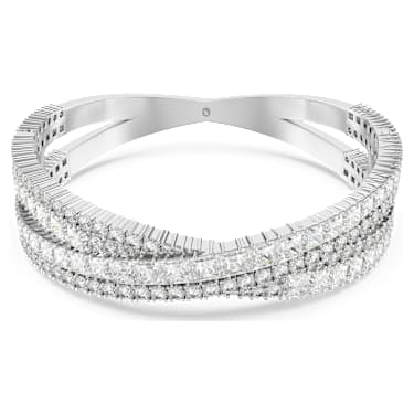Hyperbola cuff, Mixed cuts, Infinity, White, Rhodium plated - Swarovski, 5680267