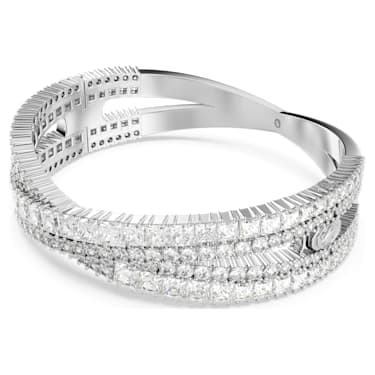 Hyperbola cuff, Mixed cuts, Infinity, White, Rhodium plated 