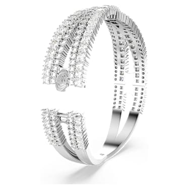 Hyperbola cuff, Mixed cuts, Infinity, White, Rhodium plated - Swarovski, 5680267