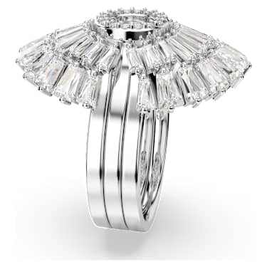 Idyllia 戒指, 套装 (3), 混合切割, 贝壳, 白色, 镀铑 - Swarovski, 5680289