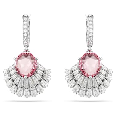 Pendants d'oreilles Idyllia, Tailles variées, Coquillage, Rose, Métal rhodié - Swarovski, 5680295