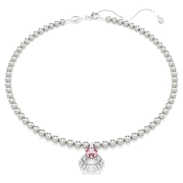 Pendente Idyllia, Taglio misto, Crystal Pearl, Conchiglia, Rosa, Placcato rodio - Swarovski, 5680297