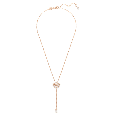 Idyllia Y-Anhänger, Kristallperle, Muschel, Weiß, 18K Roségoldbeschichtet - Swarovski, 5680299