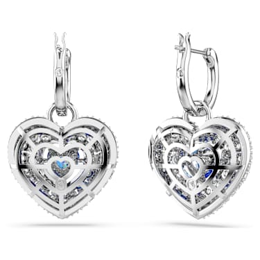 Idyllia 드롭 이어링, 하트, 블루, 로듐 플래팅 - Swarovski, 5680392