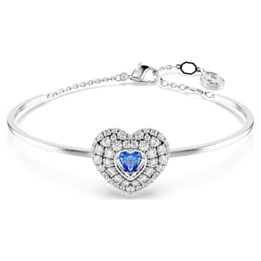 Idyllia バングル, ハート, ブルー, ロジウム・プレーティング - Swarovski, 5680393