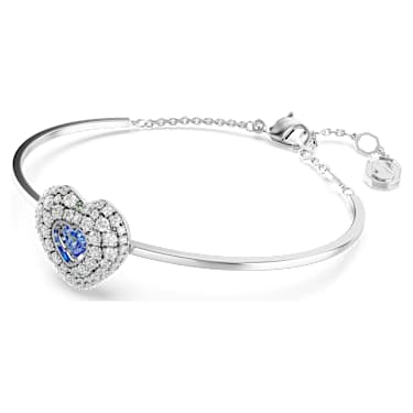 Idyllia 手鐲, 心形, 藍色, 鍍白金色 - Swarovski, 5680393