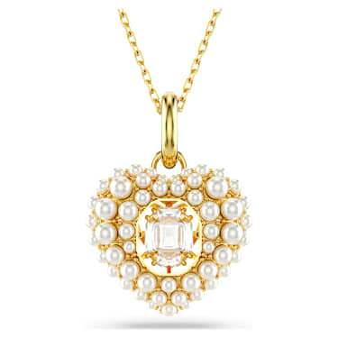 Hyperbola pendant, Heart, White, Gold-tone plated | Swarovski