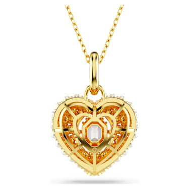 Idyllia pendant, Crystal pearl, Heart, White, Gold-tone plated - Swarovski, 5680399