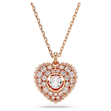 Idyllia Anhänger, Kristallperle, Herz, Weiß, 18K Roségoldbeschichtet - Swarovski, 5680402
