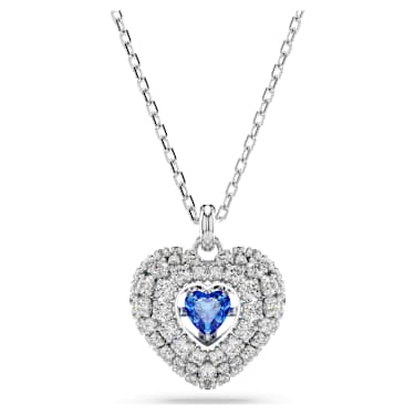 Colgante Idyllia, Corazón, Azul, Baño de rodio - Swarovski, 5680403