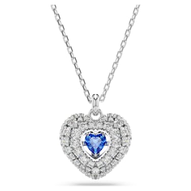 Hyperbola pendant, Heart, Blue, Rhodium plated - Swarovski, 5680403