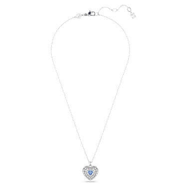 Idyllia pendant, Heart, Blue, Rhodium plated - Swarovski, 5680403