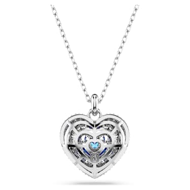 Colgante Idyllia, Corazón, Azul, Baño de rodio - Swarovski, 5680403