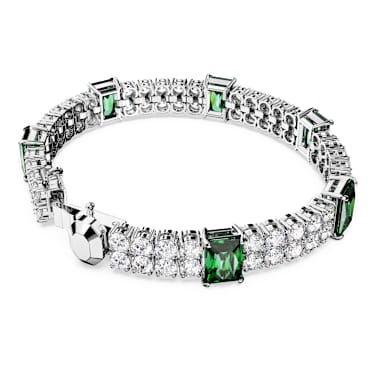 Matrix Tennis bracelet Mixed cuts Green Rhodium plated