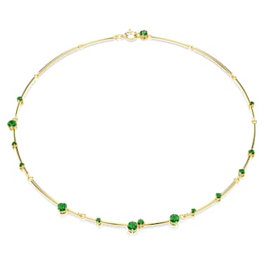 Constella necklace, Mixed round cuts, Green, 18K gold finish - Swarovski, 5680551
