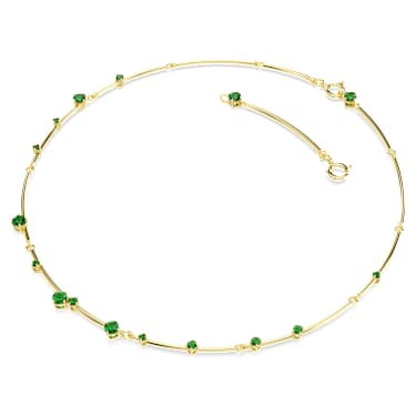 Constella necklace, Mixed round cuts, Green, 18K gold finish - Swarovski, 5680551