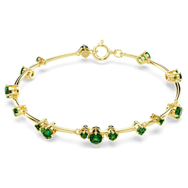 Constella bangle, Mixed round cuts, Green, 18K gold finish - Swarovski, 5680555