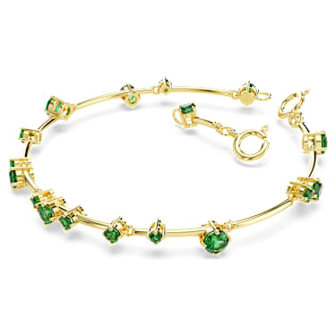Constella bangle, Mixed round cuts, Green, 18K gold finish - Swarovski, 5680555