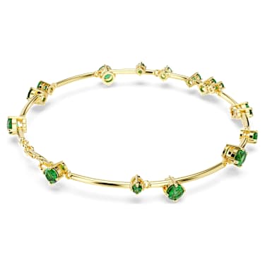 Constella bangle, Mixed round cuts, Green, 18K gold finish - Swarovski, 5680555