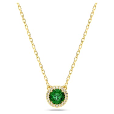 Una Angelic pendant, Round cut, Pavé, Green, Gold-tone plated - Swarovski, 5680557
