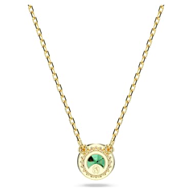 Una Angelic Anhänger, Rundschliff, Pavé, Grün, 18K Goldbeschichtet - Swarovski, 5680557